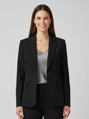 Brooks Brothers Size 2 Black Wool Blend Two Button Blazer Jacket Tollegno 1900